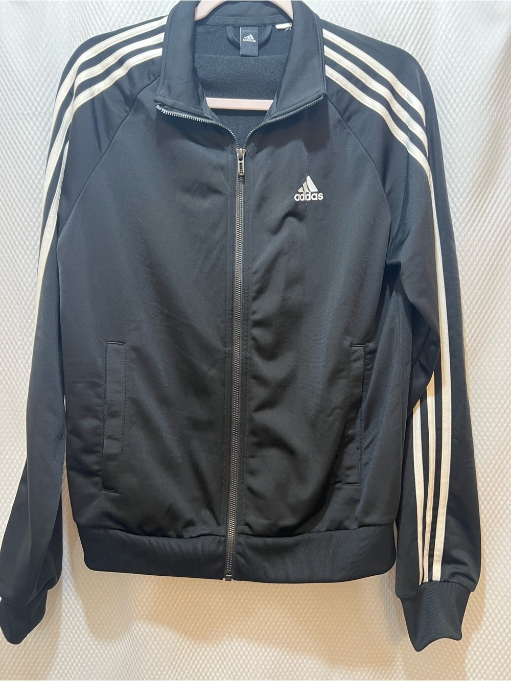 adidas Black Track Jacket with White Three-Stripes